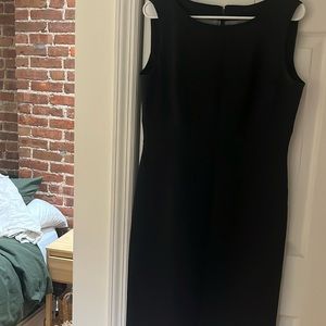 Pinstripe sleeveless work dress